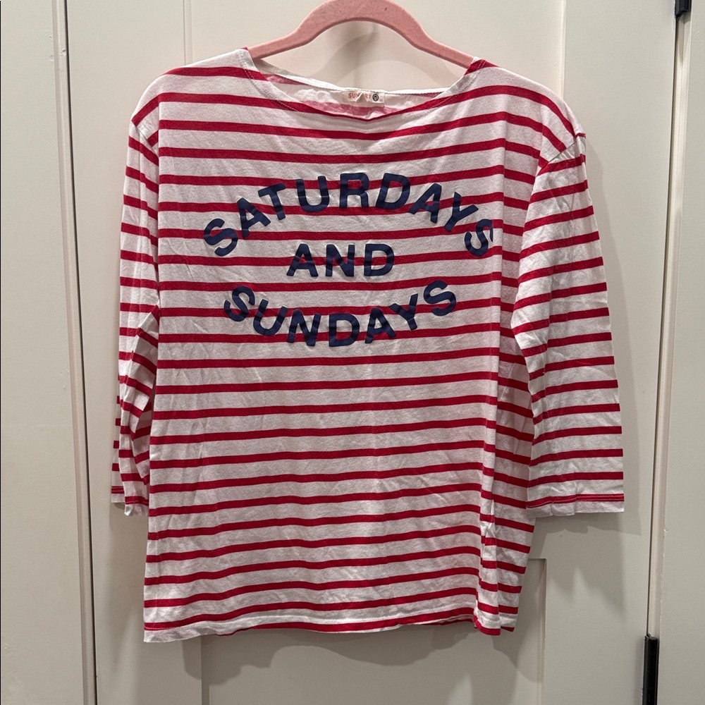 Sundry Red and White Striped Long Sleeve Tee size 1